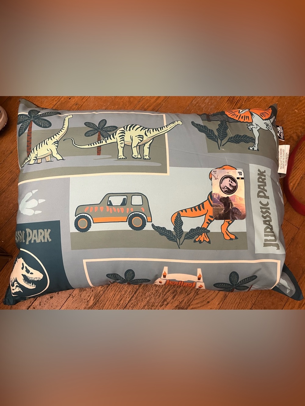 Jurassic Park Kids Dinosaur Pillow — Gray & Orange